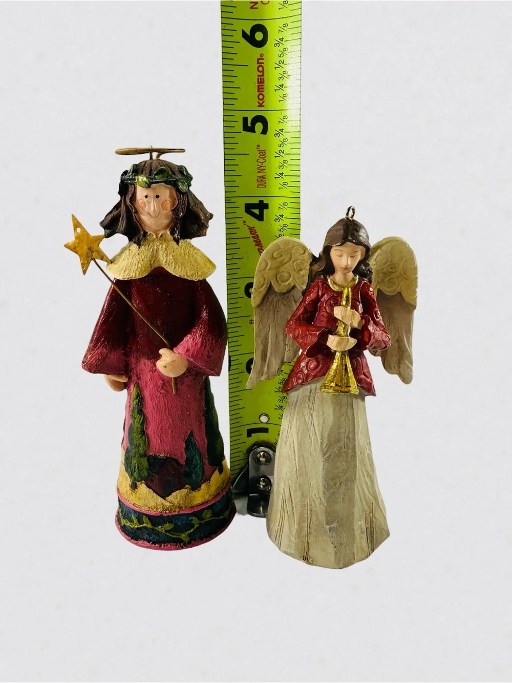 Angel Northern Star Holiday Christmas Ornament Set Of 2 Trumpet Wings Halo Tree